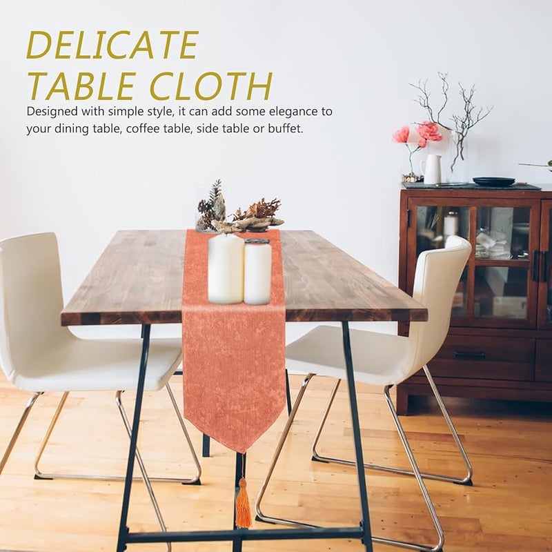 Cotton Linen Table Runner with Tassels Decorative Dining Table Cover for Wedding Party - Image 2